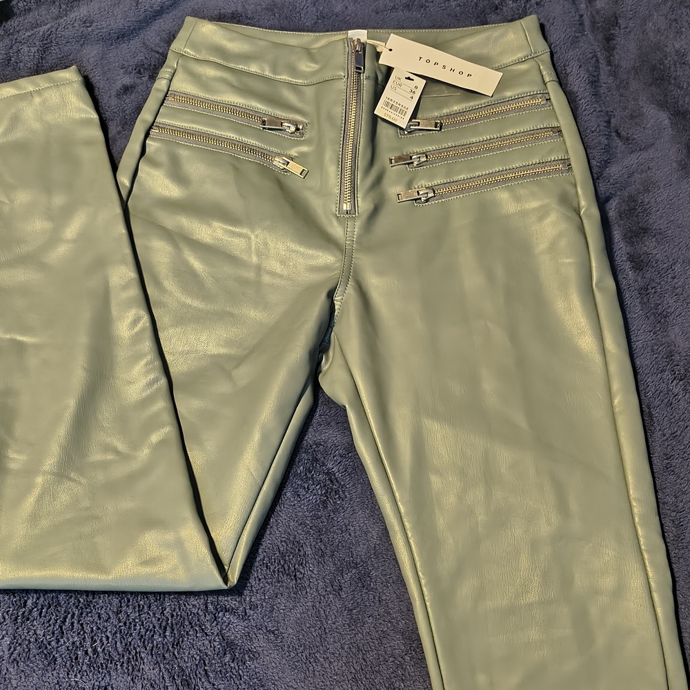 Topshop Shimmering Skinny Pants - Mint Green